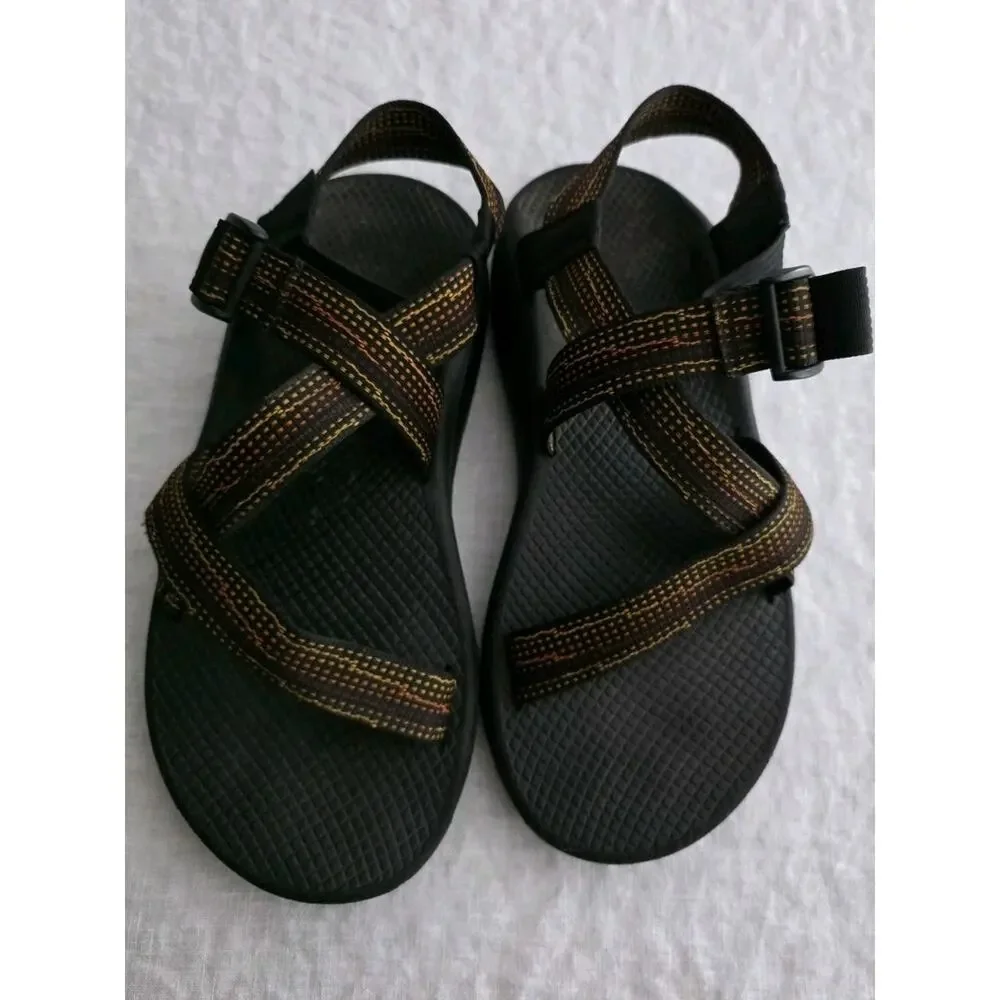 Chaco Z Cloud Men's Size 8 Black w/ Orange Yellow Rust Sandals